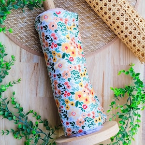 Toalha de papel reutilizável sem desperdício para limpeza geral de cozinha Toalha de papel sem papel lenços umedecidos laváveis para cozinha com clipes Floral Flores de laranja