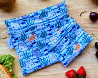 Herbruikbare voedselzak als alternatief voor plastic en siliconen | Broodje zonder afval Wasbaar voedselzakje Snackzakjes Katten Dieren