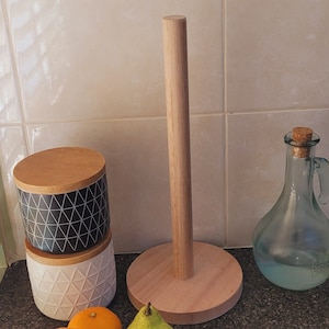 Porta asciugamani di carta da cucina in legno con venature del legno naturale, prodotto australiano fatto a mano.