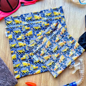 Sac de natation imperméable personnalisé | Séparez les vêtements humides et secs | Cours de natation, vêtements sales, école pour enfants, camions de construction
