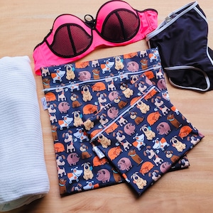 Sac de natation imperméable personnalisé pour chiens | Séparez les vêtements humides et secs | Cours de natation, vêtements sales, école pour enfants, salle de sport, sac de plage