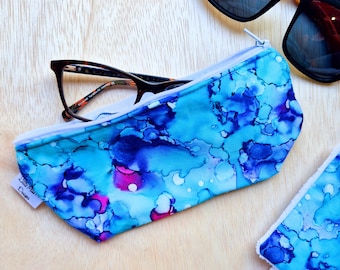 Glasses cases, Sunglasses pouch, spectacles cases, fabric padded sleeve for eyeglasses holder Blue Ocean