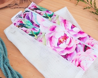 Delicates Laundry Bag to protect bras, stockings, lingerie, underwear | cotton zipper Mesh wash bag Sock washing and Dryer Bag Floral