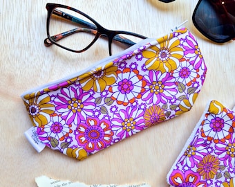 Glasses cases, Sunglasses pouch, spectacles cases, fabric padded sleeve for eyeglasses holder Skyler Pink flowers