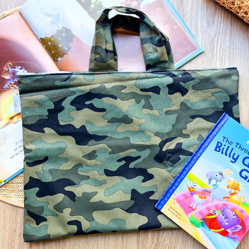 Bolsa de biblioteca para la vuelta al cole para niños y niñas, bolsa para libros prestados con cremallera, bolsa de mano para libros de niños y niñas. imagen 10