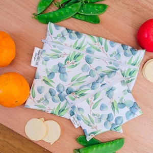 Reusable Food Bag alternative to Plastic & silicone | Zero waste sandwich Washable Food Pouch Snack Bags Two Gum