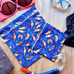 Sac de natation imperméable personnalisé | Séparez les vêtements humides et secs | Cours de natation, vêtements sales, école pour enfants, amour de la loutre