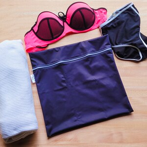 Sac de natation et humide imperméable noir personnalisé | Séparez les vêtements mouillés et secs | Cours de natation, vêtements sales, école pour enfants, salle de sport, sac de plage