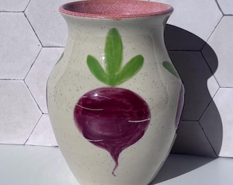 Handmade Stoneware Beetroot Small Vase | Hand Painted Ceramic Vase | Wheel Thrown | Australian Made