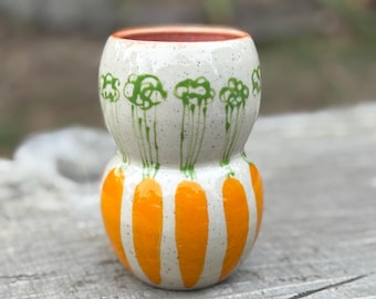 Hand-painted Stoneware Small Carrots Vase | Handmade Ceramics Australia | Functional Art Stoneware