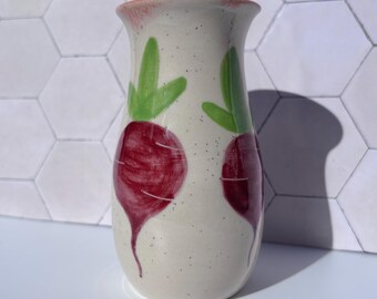 Handmade Stoneware Beetroot Bud Vase | Hand Painted Ceramic Vase | Wheel Thrown | Australian Made