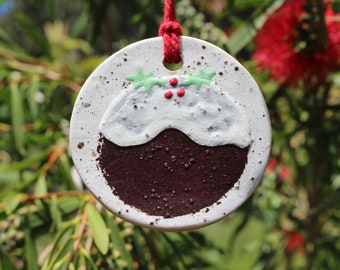 Handmade Stoneware Christmas Pudding Christmas Tree Decoration | Australian Handcrafted Pottery