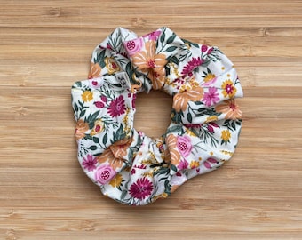 Wildflower Floral Scrunchie | Whimsical Cotton Scrunchie | Cottagecore Hair Accessory | Gift for Art Lovers & Gardeners