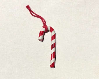 Handmade Stoneware Candy Cane Christmas Tree Decoration | Australian Handcrafted Pottery