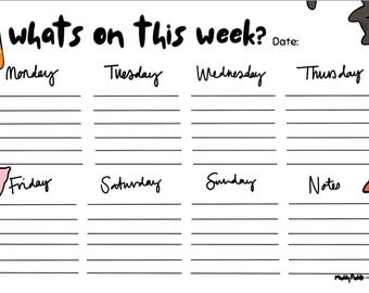 Weekly Planner Printable – Fun Farm Animal Design (Digital Download)