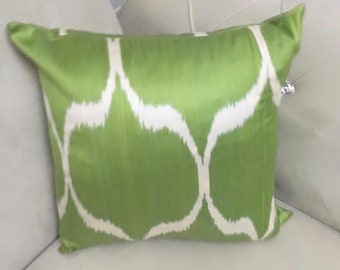 20 x 20 groen ikat-kussen, ikat-kussen, decoratieve kussensloop, ikat-kussen, bankkussen, accentkussenhoes, woondecoratiekussen