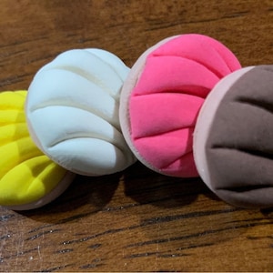 Set of 4 Clay Miniature Conchas Mexican Pan Dulce Day of the Dead Altar Food Various Sizes