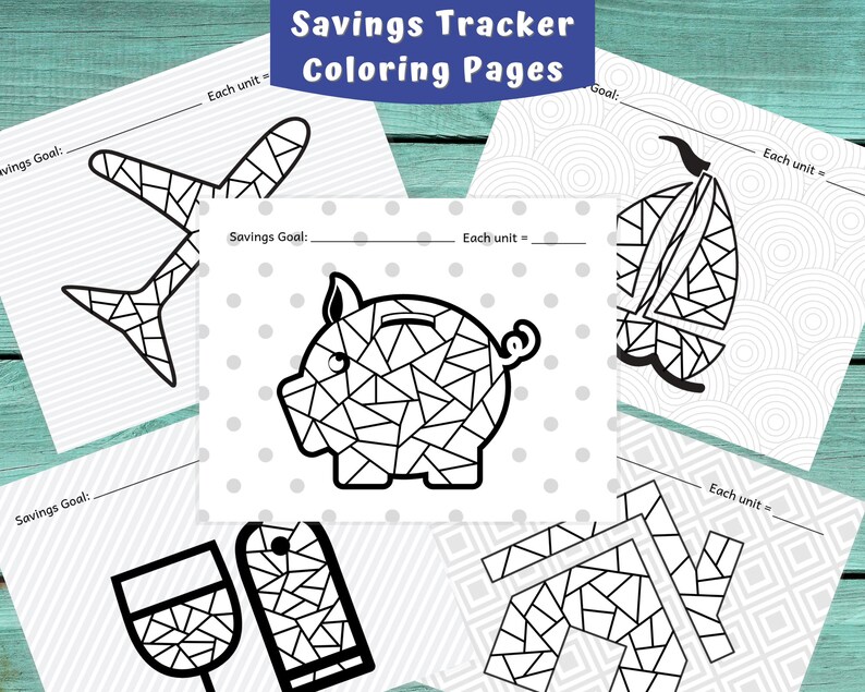 Savings Tracker Coloring Pages Savings Printable Savings | Etsy