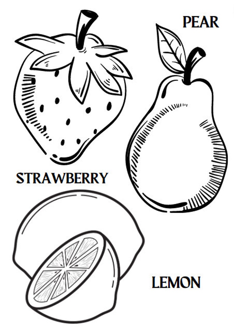 Coloring Page, Printable Coloring for Kids, Fruits, Homeschool Educationals, Montessori Learning ...