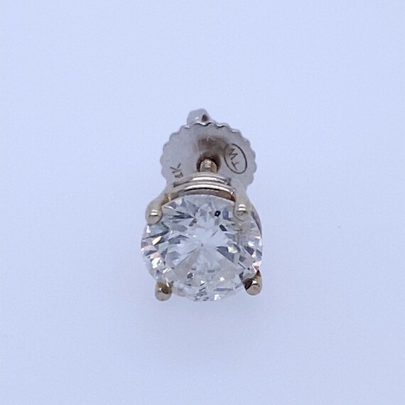 Single Stud Earring/1.00CT/Natural Diamond/Real G… - image 3
