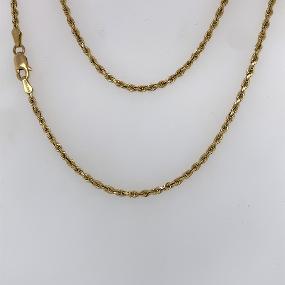 14k Yellow Gold 2mm Rope Necklace/Real Gold/Woman's N… Gem