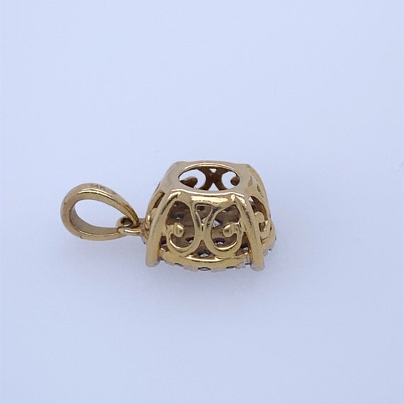 14k Yellow Gold Round Charm with Diamonds/Real Go… - image 3
