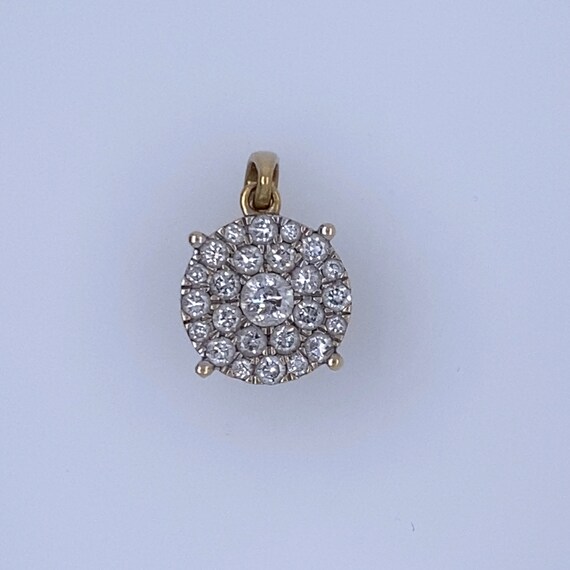14k Yellow Gold Round Charm with Diamonds/Real Go… - image 1