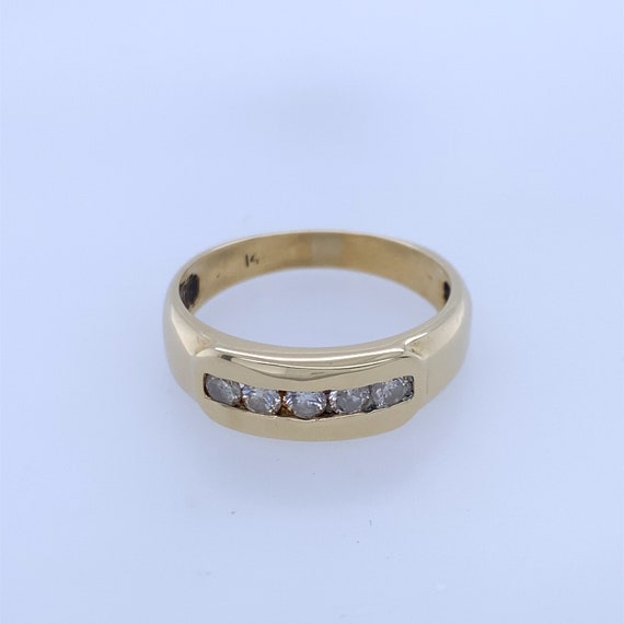 14k Yellow Gold Ring W/ 5 Round Diamond Stones - image 1