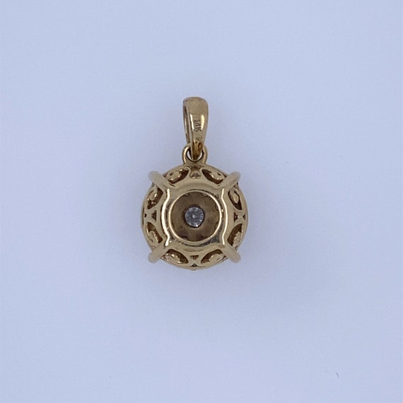 14k Yellow Gold Round Charm with Diamonds/Real Go… - image 2