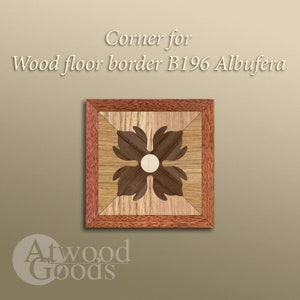 Corner for wood floor border "Albufera" made by natural hardwoods: Merbau, Walnut, Walnut dark, Maple by AtwoodGoods. Handmade.