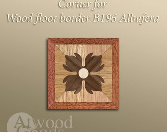 Corner for wood floor border "Albufera" made by natural hardwoods: Merbau, Walnut, Walnut dark, Maple by AtwoodGoods. Handmade.