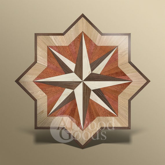 Compass Geometric Design Inlay Nautical Wood Inlay