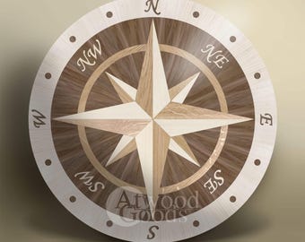 Wood Compass Rose "East Point"