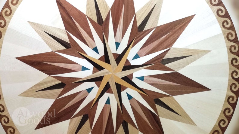 Wood Floor Medallion moana Compass Rose Inlay Wood - Etsy
