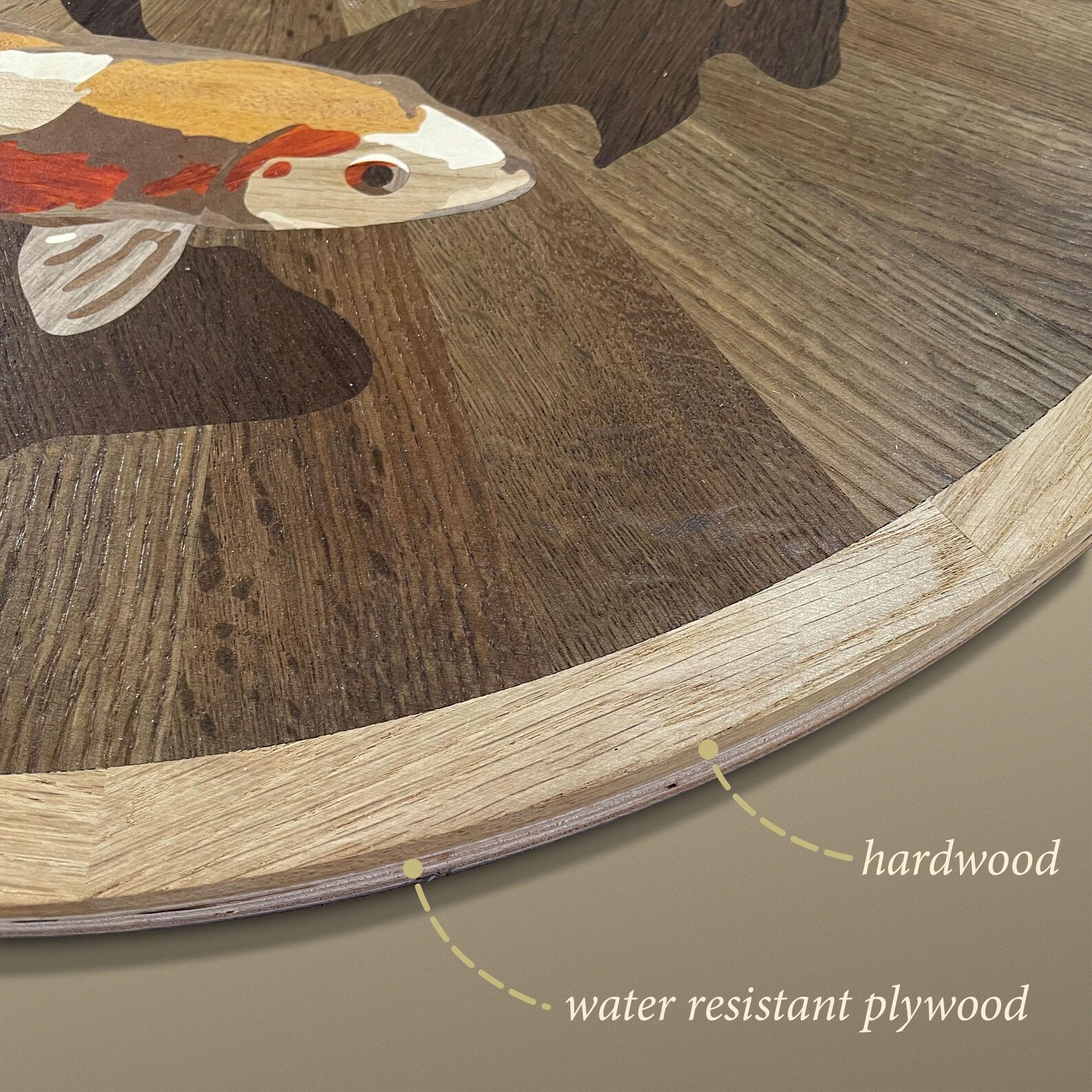 Timber Inlay Fish Wood Floor Medallion
