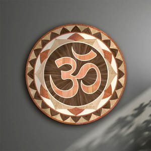Wood Wall Decor &quot;Om&quot; | Wooden Wall Medallion Hanger | Om Symbol | Sacred Om Symbol Medallion Decor | Natural Hardwood | Handcrafted