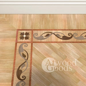 Wood floor border &quot;Albufera&quot; made by producer of parquet flooring AtwoodGoods. Natural wood products with the help of hand labor.