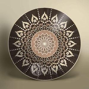 Wood floor medallion &quot;Mirage&quot; for installation in hardwood flooring, Parquet, Engineered floor. Handcrafted by cabinetmakers of AtwoodGoods.