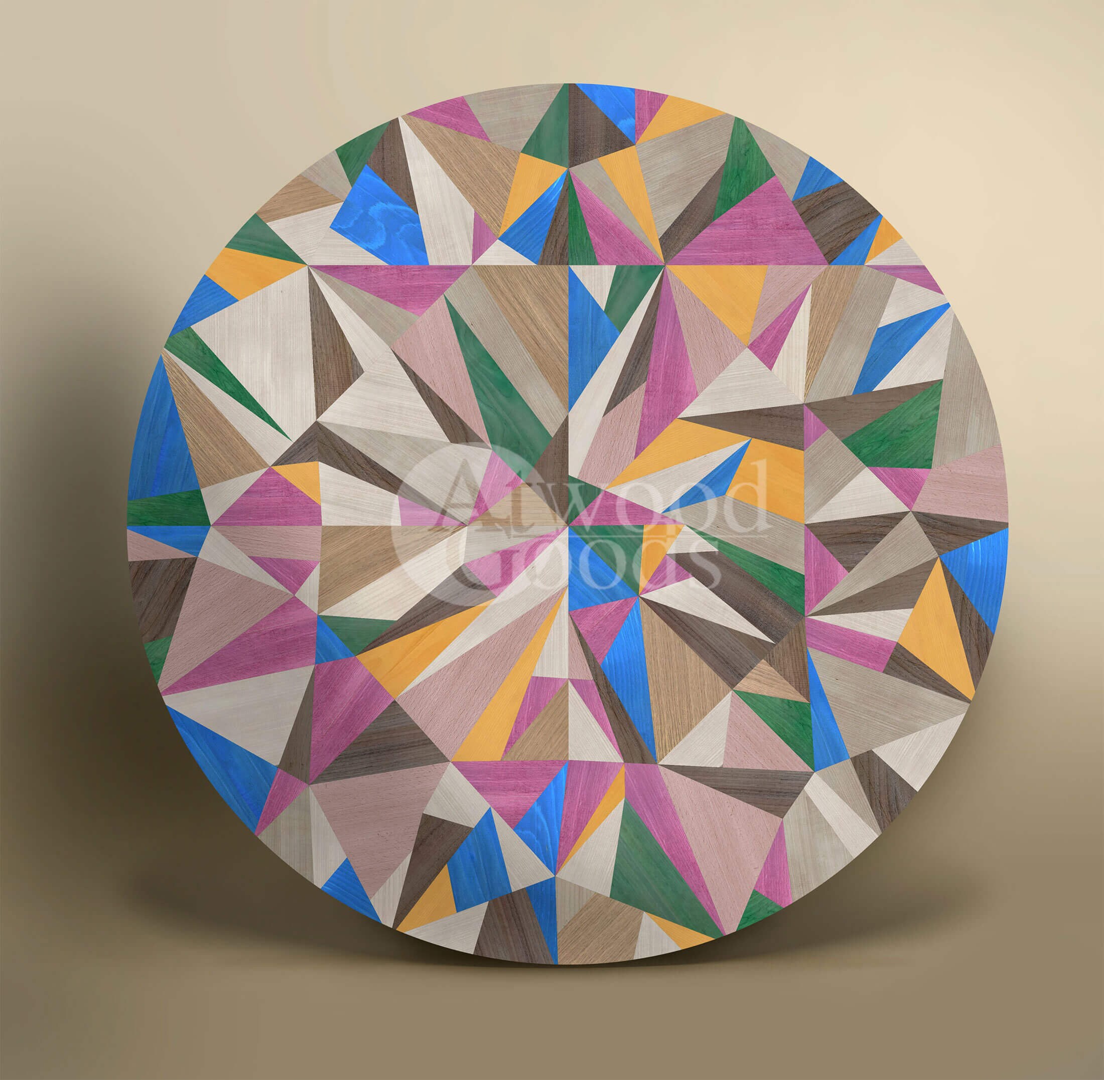 Wood floor inlay "Diamond". Wooden floor medallion, wood wall decor, natural wood inlay, wood decoration, AtwoodGoods, abinetmaker, handmade