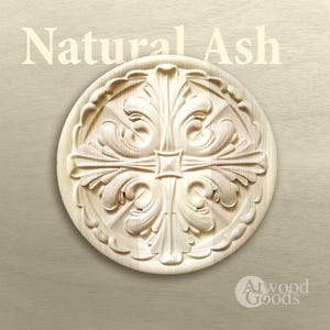 Ash Wooden Rosette Onlay - Carved Decorative Medallion - Furniture Carving Apliques - Wall Carving Apliques - AtwoodGoods - Manual Sanding
