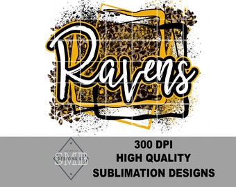 Digital PNG | Ravens Leopard Print | Black and Gold | Sport Font | Sublimation Multi-Use Download | Message me for custom colors/teams