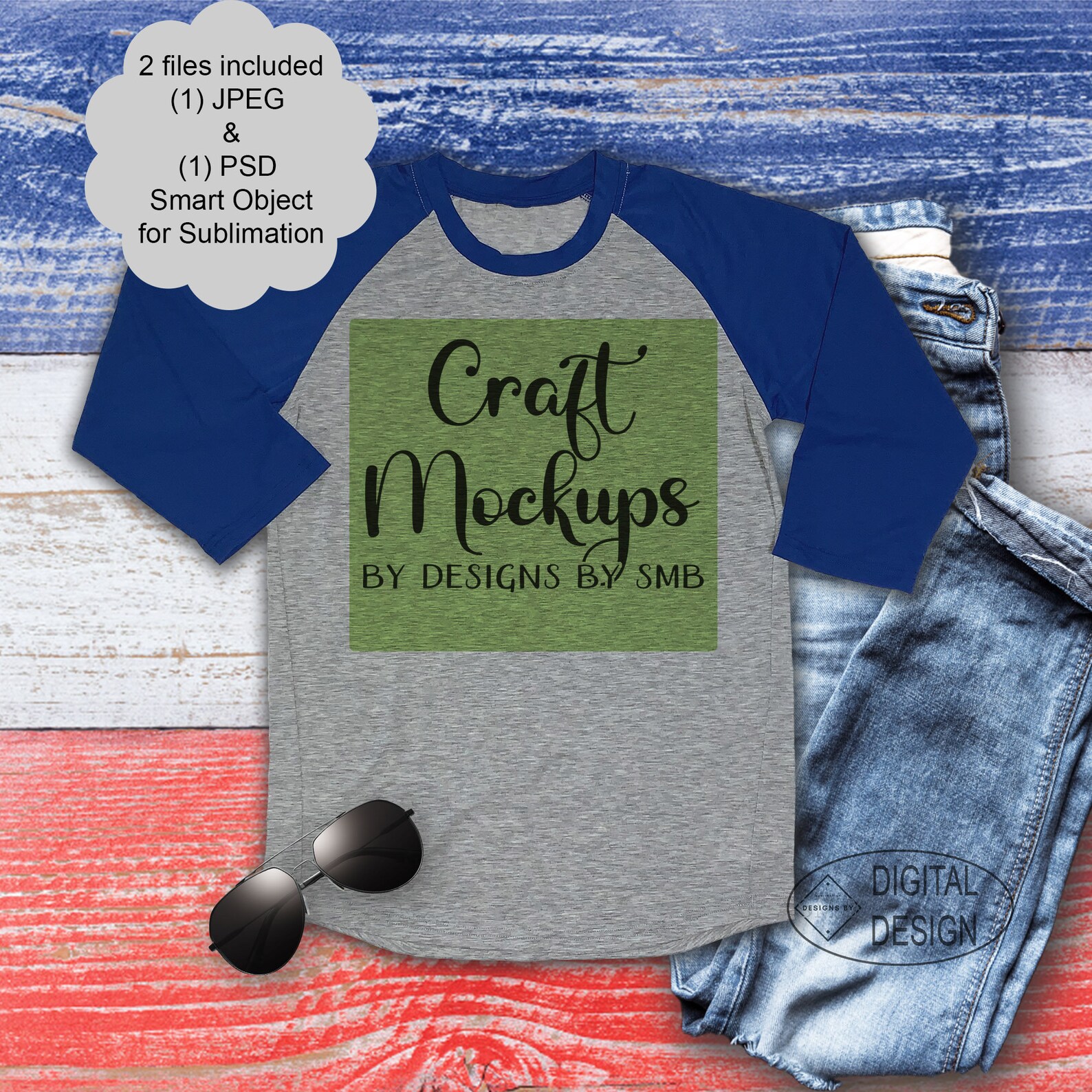 Download Royal Blue Raglan Mockup EGPRO Varsity H214 Flat Lay | Etsy