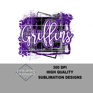 DIgital PNG | Griffins Grunge Faux Glitter Print | Purple, Silver | Sport Font | Sublimation Multi-Use Download | Message for colors options