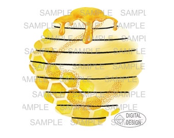 Digital PNG Tier Tray - Set of 2 Tier - Beehive & Bread Honeycomb Theme - Elements for Halebound.com - Sublimation - digital design download