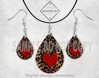 Gold and Red Leopard Earrings Hardboard Teardrop Dangle Gold and Red Leopard Earrings Hardboard Teardrop Dangle