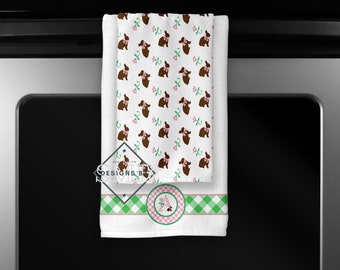 Digital Set of 2 Coordinating Easter Bunny Kitchen towel designs/Sublimation digital download/NO FONT included