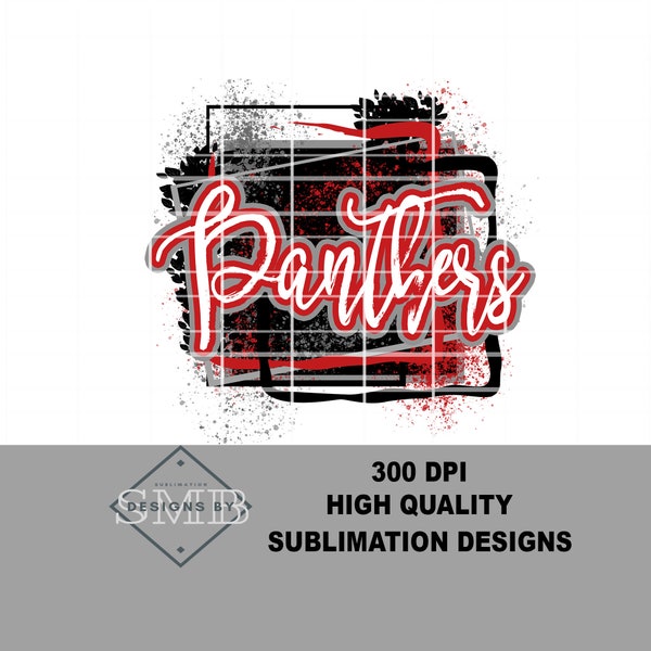 Digital PNG Panthers, Scarlet Red and Gray, Sports Sublimation, 300 DPI Download, Grunge look, High Quality Graphic, multi-use design, race