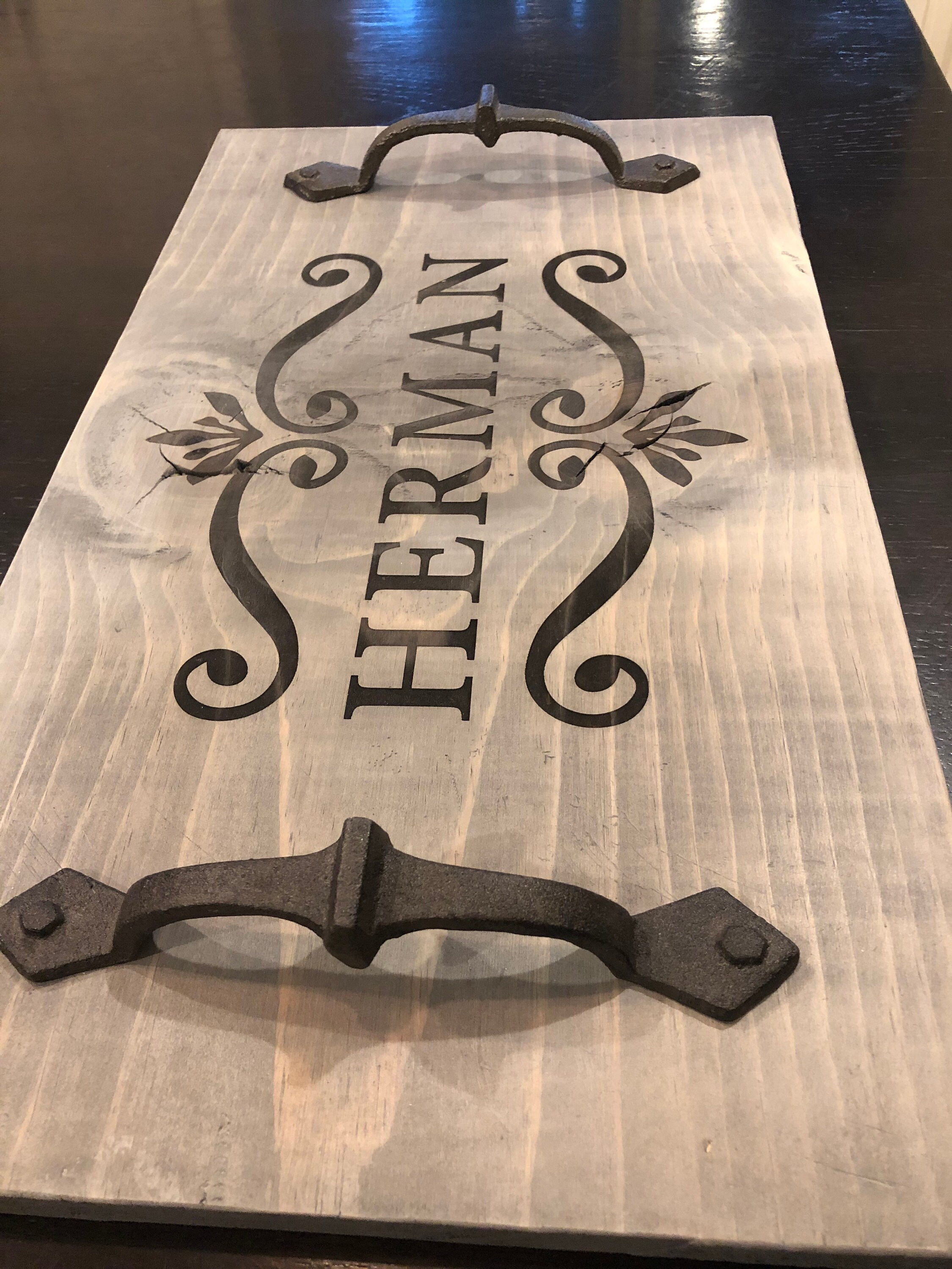 Custom Wood Tray w/ Handles Etsy