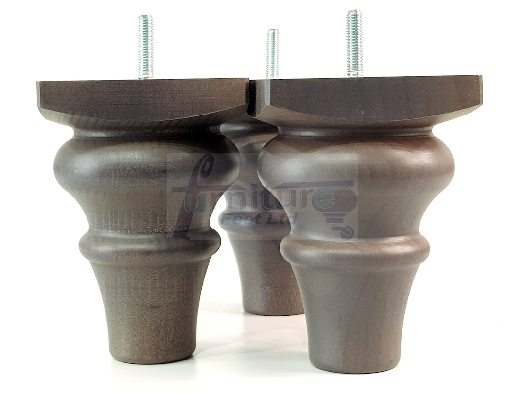 4 Replacement Turned Wooden Leg Sofa Bun Feet 13.5cm High Etsy