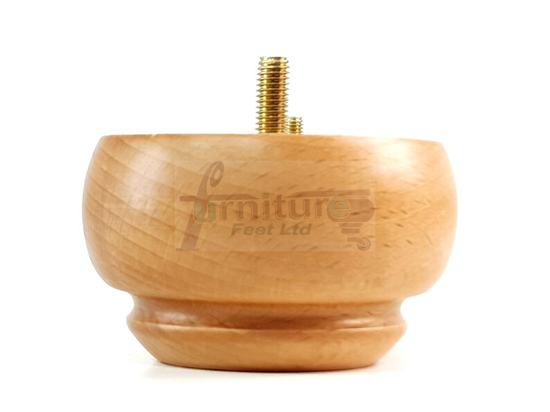 4 Replacement Turned Bun Leg Wooden Sofa Feet 55mm High Oak M10 Chairs